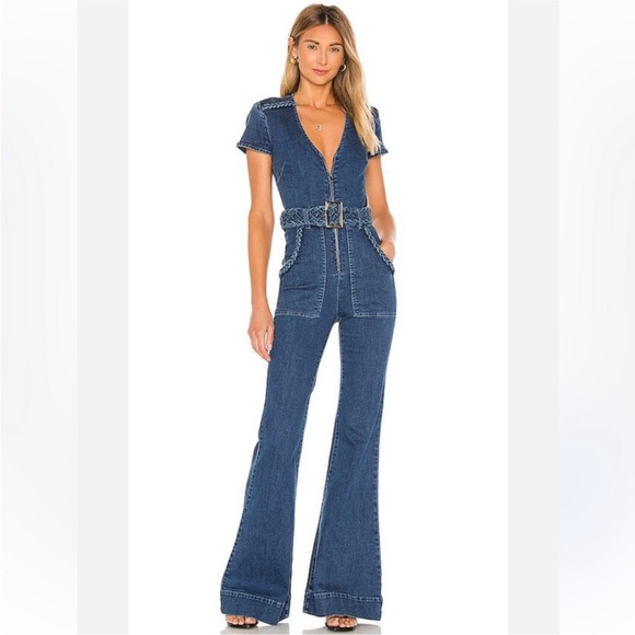 Show Me Your MuMu Pants - Show Me Your Mumu Heartland Jumpsuit in Braided True Blue